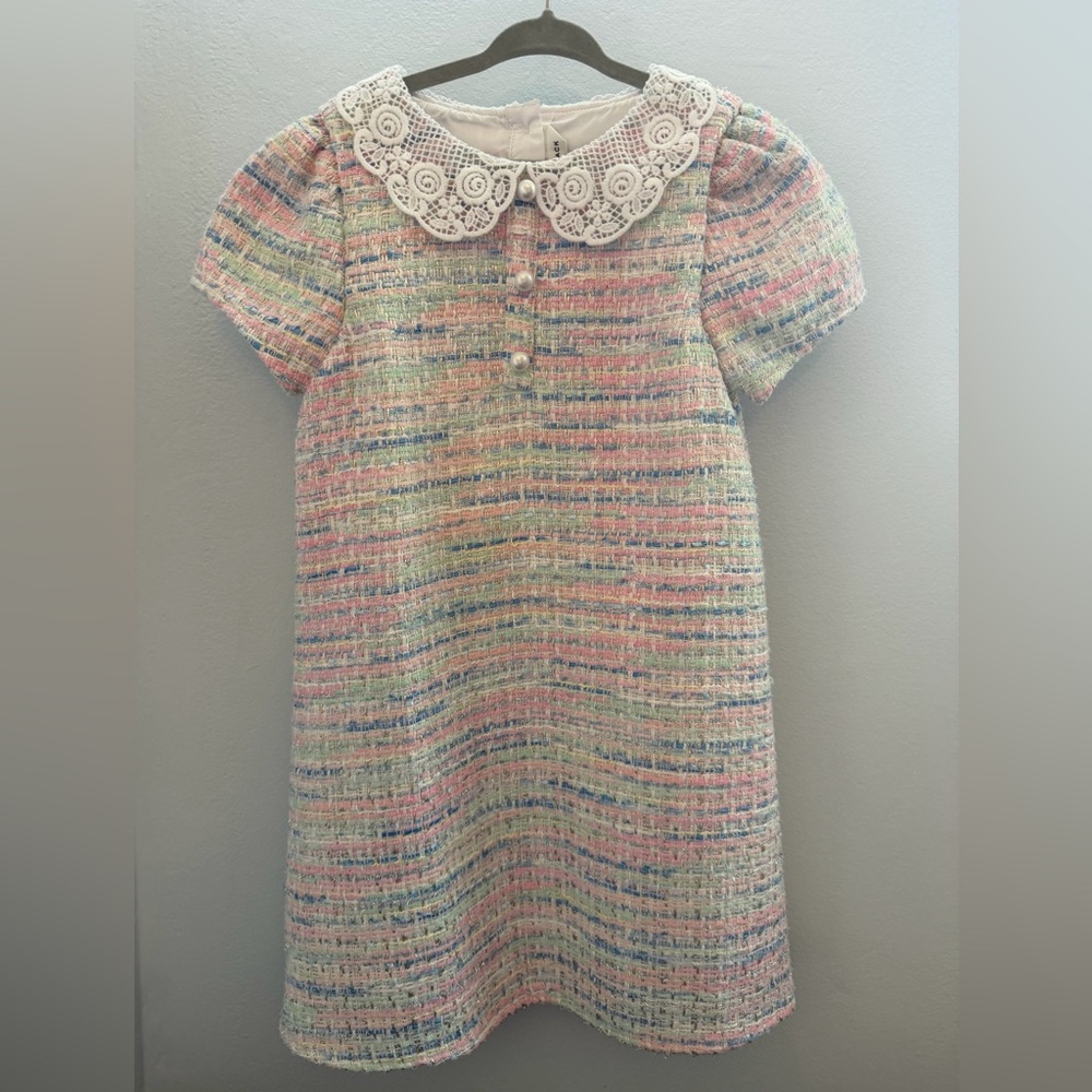 Janie and Jack The Petal Collar Tweed Dress